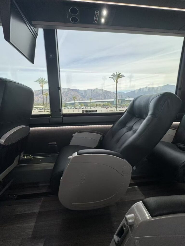 Interior cabin of a 33-passenger UniSky Express luxury coach